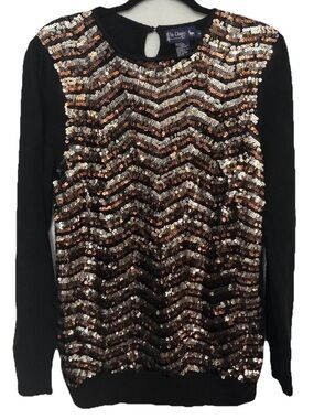 Le Chois Silk, Angora Rabbit, Lambswool Sweater Gold & Silver Sequin 80’s Vtg